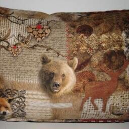 Soft Large Cotton Corduroy Decorative Pillow Animal World Bear Fox Elk Deer - thumbnail 2