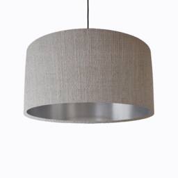Feather Grey Lampshade in Linen With Silver Lining