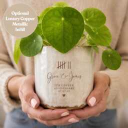 Personalised 7Th Copper Anniversary Plant Pot - Gift For Husband Or Wife Paint Infill - thumbnail 3