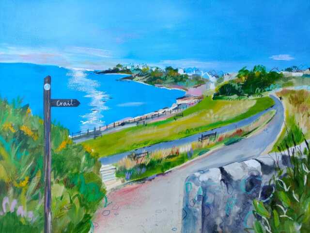 Custom Hand Painted Town Portrait, Made To Order Mixed Media Artwork - image 1