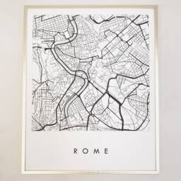 Rome Map Hand Drawn Street Italy City Drawing Black & White - Art Print Wedding Anniversary Graduation Gift European Travel Art - thumbnail 3