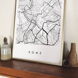 Rome Map Hand Drawn Street Italy City Drawing Black & White - Art Print Wedding Anniversary Graduation Gift European Travel Art - thumbnail 4