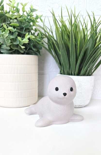 Handmade Concrete Seal Statue, Baby Nursery Decor, Room Decoration, Cute Gift, Memorial Statue - image 1