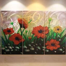 Large Metal Flower Wall Art, Modern Aluminum Sculpture, Home Decor - thumbnail 2