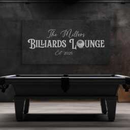 Personalized Billiards Lounge Sign, Pool Room Modern Farmhouse Wall Decor, Canvas Print, Last Name Hall Sign - thumbnail 2