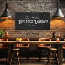 Personalized Billiards Lounge Sign, Pool Room Modern Farmhouse Wall Decor, Canvas Print, Last Name Hall Sign - thumbnail 3