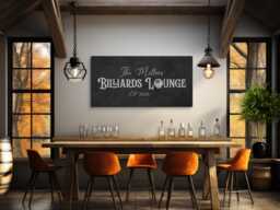 Personalized Billiards Lounge Sign, Pool Room Modern Farmhouse Wall Decor, Canvas Print, Last Name Hall Sign - thumbnail 1