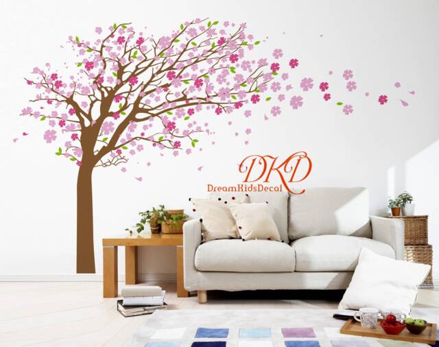 Cherry Blossoms Tree Wall Decal Living Room Wall Sticker Baby Nursery Decals - image 1