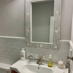 Gray Bone Inlay Designer Floral Pattern Mirror Frame With Complimentary - thumbnail 2