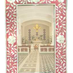 Gray Bone Inlay Designer Floral Pattern Mirror Frame With Complimentary - thumbnail 4