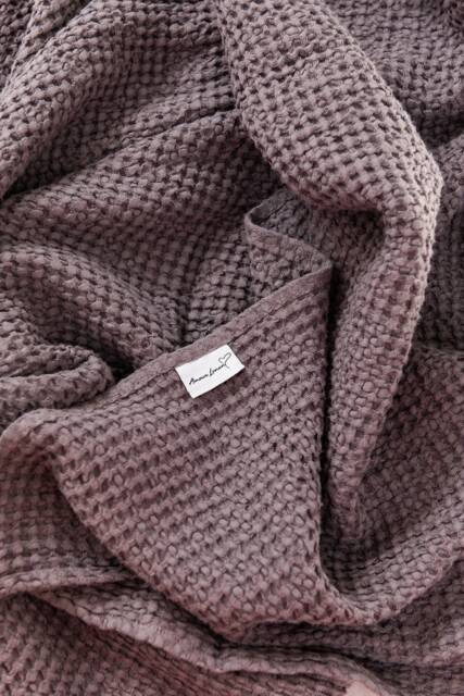 Linen Waffle Blanket in Dusty Lavender. Bed Throw Lilac. Blanket - image 1