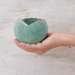 Set Of 2 Turquoise Ceramic Handmade Candle Holders, Votive Holder Set, Living Room, Entrance Decor, Bedside Gift For Her - thumbnail 3