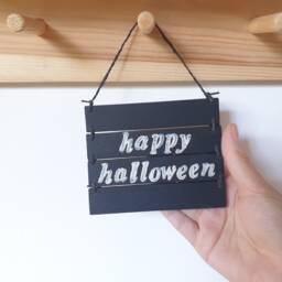 Black Happy Halloween Sign Wall Art Home Decor, Hanging Housewarming Gift - thumbnail 3