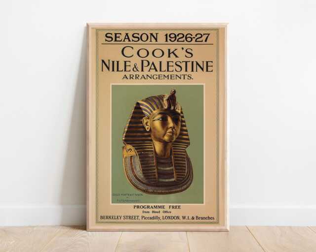 Vintage 1926-27 Cook's Travel Poster - Nile & Palestine Tours - Tutankhamun Mask Antique Tourism Print - image 1