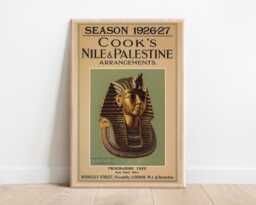 Vintage 1926-27 Cook's Travel Poster - Nile & Palestine Tours - Tutankhamun Mask Antique Tourism Print - thumbnail 1