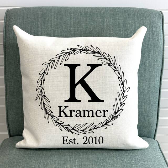 Personalized Monogrammed Throw Pillow - Housewarming, Anniversary, Or Wedding - image 1