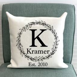 Personalized Monogrammed Throw Pillow - Housewarming, Anniversary, Or Wedding
