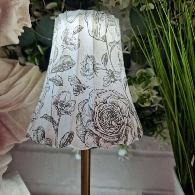 Cordless Touch Lamp. Decoupaged Black Floral & Bee Toile Usb Rechargeable Table Lamp.four Base Colours - image 1