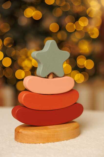 Wooden Fir Tree Stacking Toy Montessori Toddler Toy - image 1