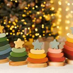 Wooden Fir Tree Stacking Toy Montessori Toddler Toy - thumbnail 3