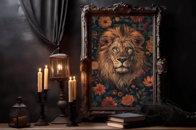 William Morris Lion Poster Gothic Dark Academia Art Print - image 1