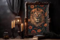 William Morris Lion Poster Gothic Dark Academia Art Print - thumbnail 1