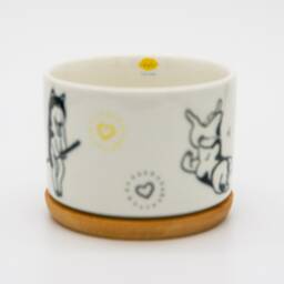 Husky Dog Ceramic Succulent Pot With Bamboo Tray - 3.15'' - thumbnail 4