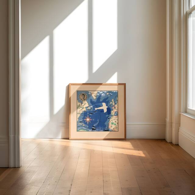 Lindbergh Flight Map Art Print Vintage Aviation Poster - image 1