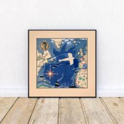 Lindbergh Flight Map Art Print Vintage Aviation Poster - thumbnail 2