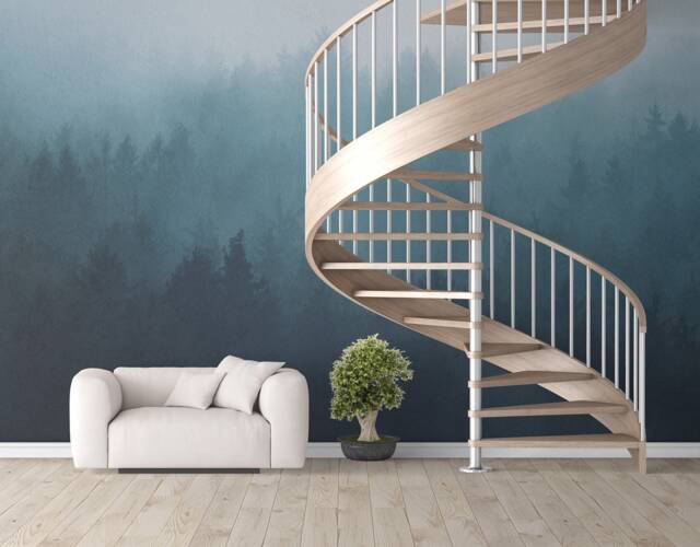 Forest Wallpaper Mural, Misty Wallpaper, Peel & Stick Wall Mural, Removable Mural - image 1