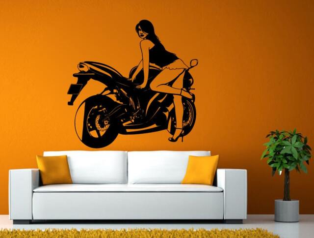 Girl Sport Bike Motorcycle Crotch Rocket Racing Wall Or Window Sticker Decal Vinyl Fathead Mural Decor L1929 - image 1