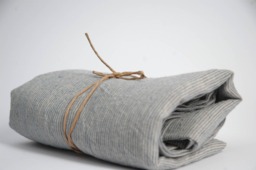 Soft Linen Bath Towel 100% Pure Fabric Sheet Natural & Light Blue Very Narrow Striped Stonewashed Linen Spa - thumbnail 1