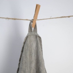Soft Linen Bath Towel 100% Pure Fabric Sheet Natural & Light Blue Very Narrow Striped Stonewashed Linen Spa - thumbnail 2