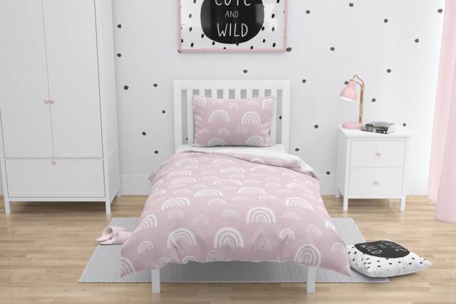Pink & White Rainbow Bedding, Duvet Covers, Fitted Sheets, Children's Decor, Girly Bedding - image 1