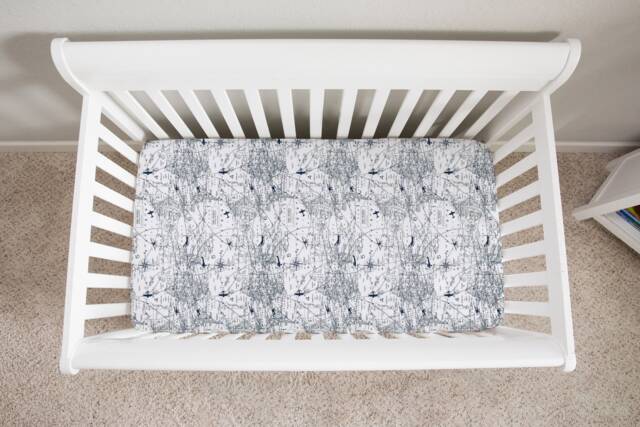 Vintage Map Crib Sheet - Navy Or Gray - image 1