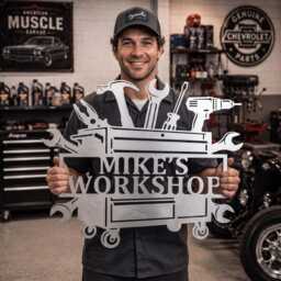 Personalized Toolbox Metal Sign, Custom Mechanic Workshop Wall Art, Garage Sign - thumbnail 2