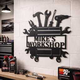 Personalized Toolbox Metal Sign, Custom Mechanic Workshop Wall Art, Garage Sign - thumbnail 4