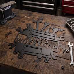 Personalized Toolbox Metal Sign, Custom Mechanic Workshop Wall Art, Garage Sign - thumbnail 3