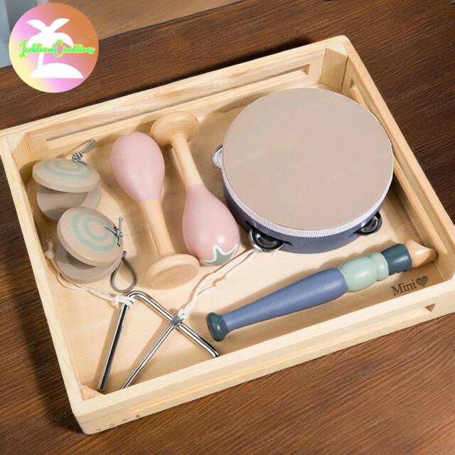 Personalised Wooden Musical Instruments Set, Wooden Sand Eggs, Percussion Instruments, Wooden Rattles, Hand Drums, Children's Gifts, Musical Toy - image 1