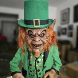 Leprechaun Inspired Free Standing Prop Four Foot Tall With Hat & Stand Platform. Poseable Joints New Updated Version - thumbnail 4