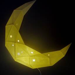 Papercraft Moon Diy Lamp Decor 3D Origami Low Poly Lantern - thumbnail 3