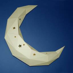 Papercraft Moon Diy Lamp Decor 3D Origami Low Poly Lantern - thumbnail 2