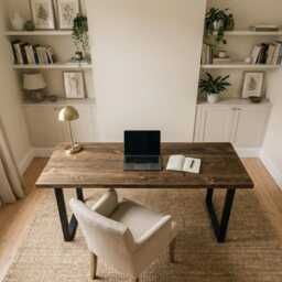 Antique Oak Desk/Computer Solid Wood Writing Custom Home Office Gaming Chunky - thumbnail 3