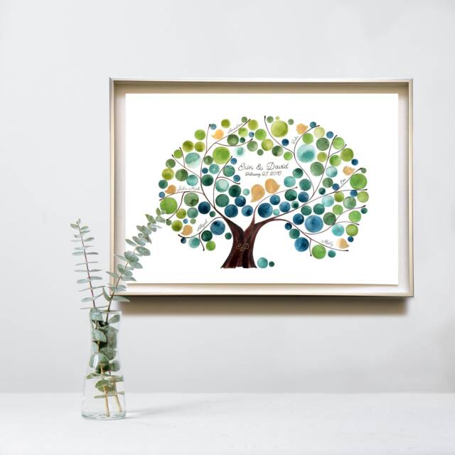 Family Tree Original Watercolor Painting Silver Or Gold Pigment Colors - Family Tree Maker Onceuponapaper - image 1