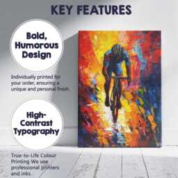 Colourful Solo Road Cyclist Modern Expressionist Sports Painting Canvas Wall Art Print Decor Picture Ready To Hang - thumbnail 2
