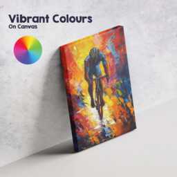 Colourful Solo Road Cyclist Modern Expressionist Sports Painting Canvas Wall Art Print Decor Picture Ready To Hang - thumbnail 4