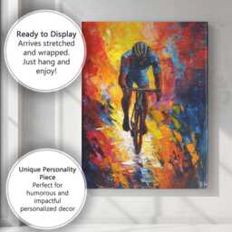 Colourful Solo Road Cyclist Modern Expressionist Sports Painting Canvas Wall Art Print Decor Picture Ready To Hang - thumbnail 3