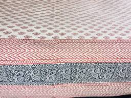 Paisley Print Bedsheet Block Printed Natural Colour 2 Pillow Covers Soft & Comfy Bedspread Table Cover Home Decor Bedroom - 60x90 B61 - thumbnail 1