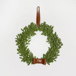 Green Felt Christmas Wreath Handmade Floral Door Decor - thumbnail 1