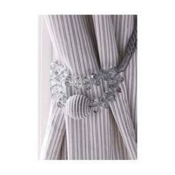 Decopro Beautiful Pair Of Light Minty Grey, Pearl Bead Rope Holdback With 39 1/2 Inch Spread - Embrace, Set Two Decorative Tiebacks - thumbnail 4